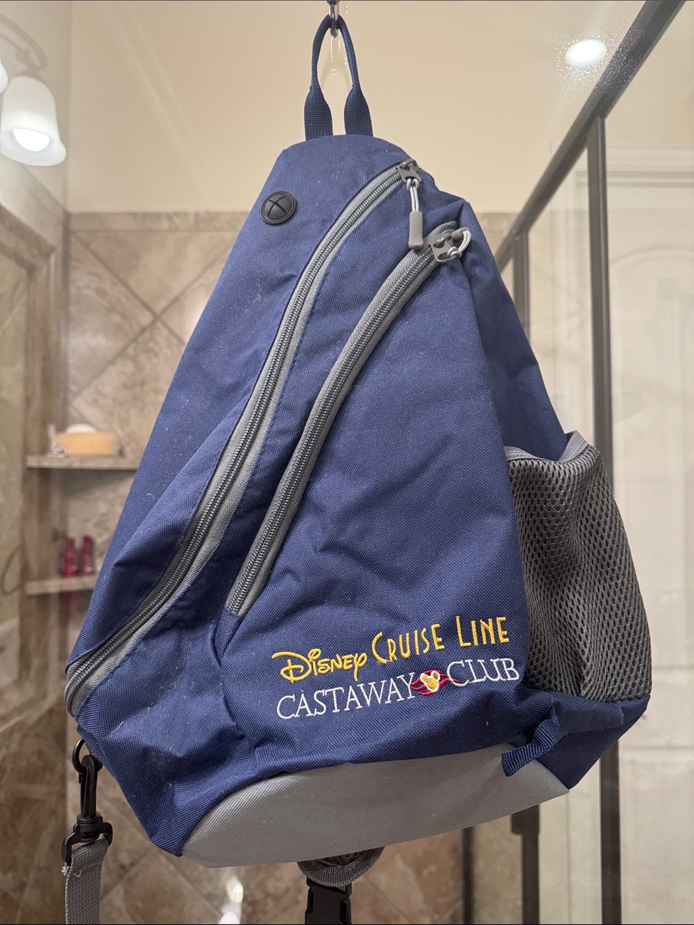 Disney Castaway Club Navy and Gray Sling Backpack